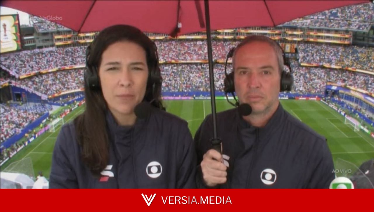 Caio Ribeiro de guarda-chuva em área de transmissão da Copa viraliza: 