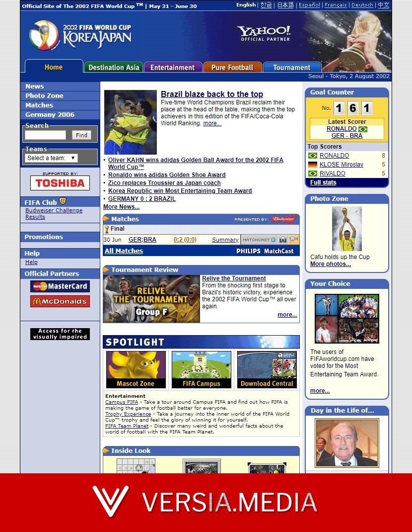 Internauta resgata print do site oficial da FIFA após o penta do Brasil em 2002