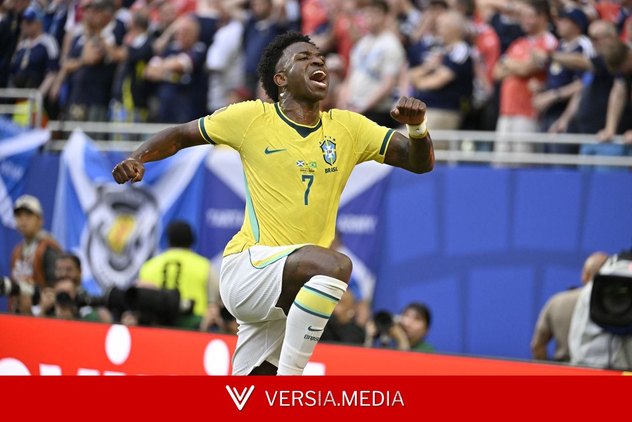 Vini Jr volta a marcar de cabeça após dois anos e revela promessa de Ancelotti