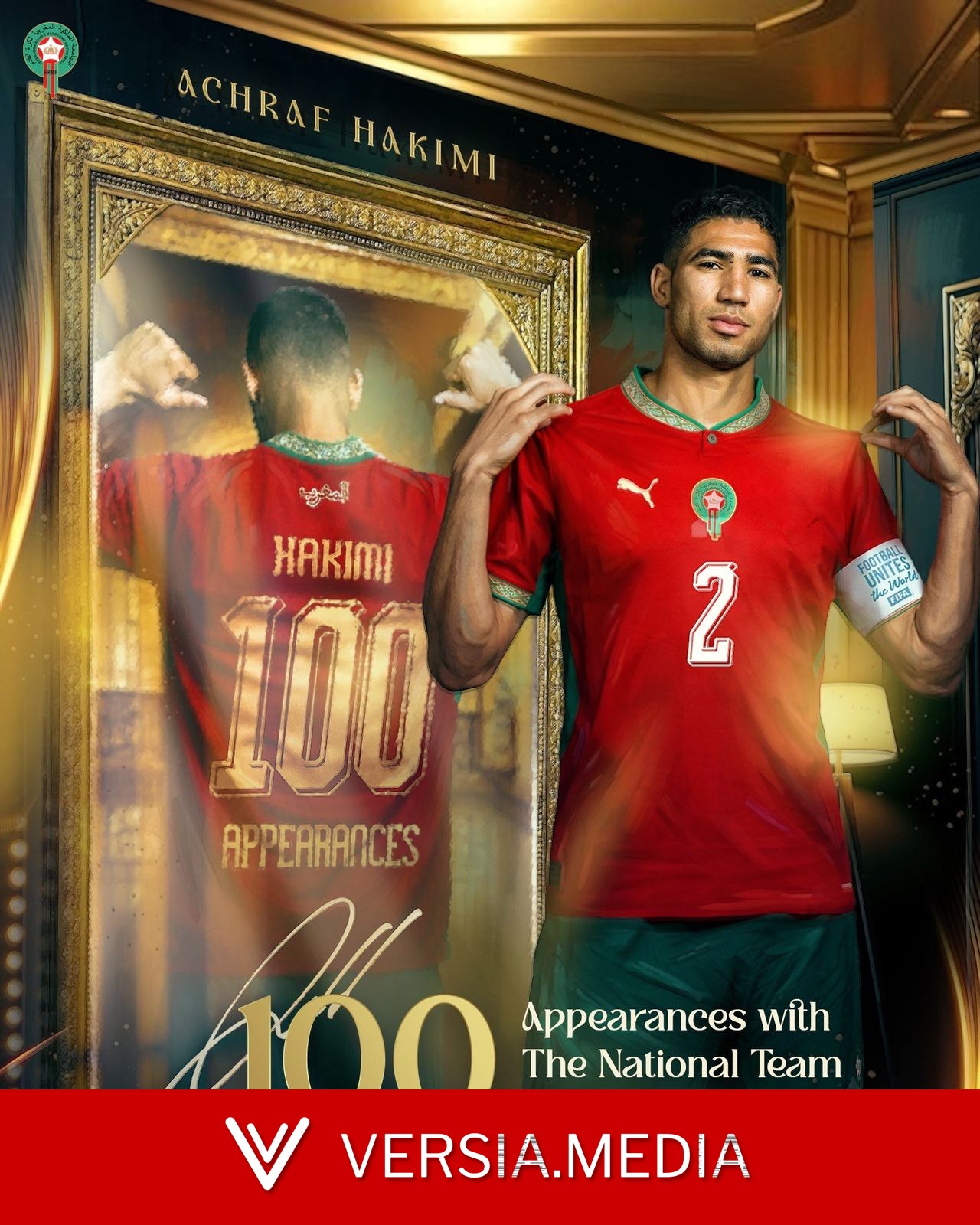 Referência do Marrocos, Hakimi atinge marca de 100 jogos pela seleção e fica perto de recordista