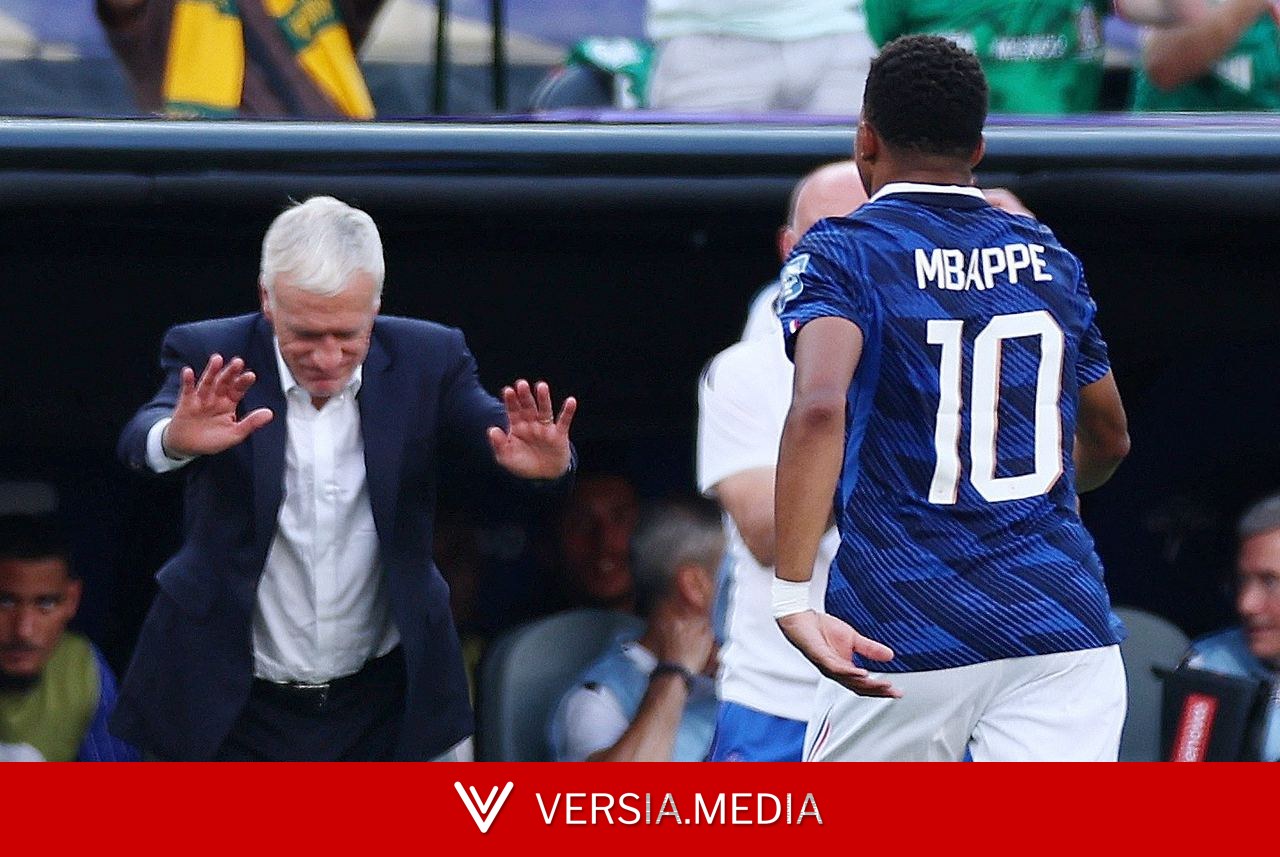 Deschamps presta reverência a Mbappé no momento da substituição em França x Suécia