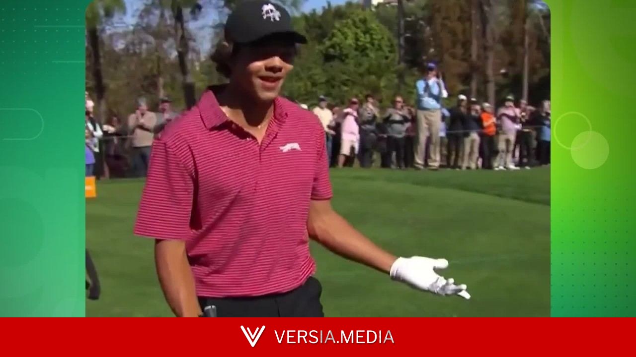 Filho de Tiger Woods se irrita com torcedor após clique durante tacada decisiva: 