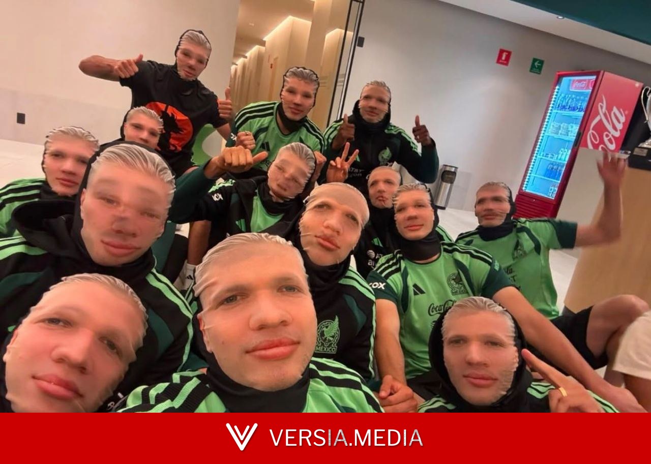 Jogadores do México fazem remada viking com máscaras de Haaland, e astro da Noruega reposta vídeo