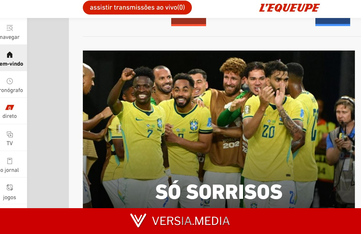 Imprensa internacional repercute vitória do Brasil, estreia de Neymar e exalta Vini Jr: 